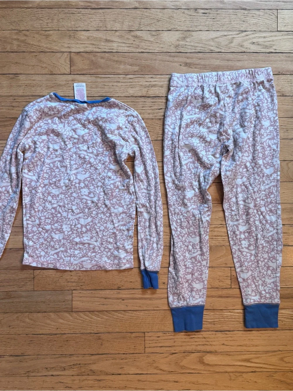 Mini Boden Kids Woodland Rabbit Print Pajama Set Pink Blue 9Y‎ 134cm Cotton
